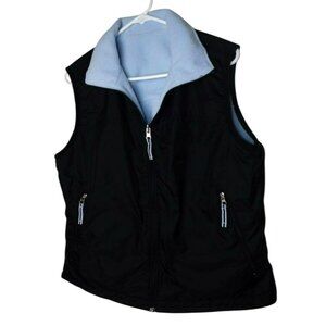 Womans Fleece Vest Athletic Works Reversible Black Blue Size 1X  JH780